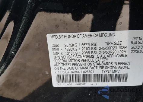 2018 Acura Mdx Technology Package Acurawatch Plus Pkg from USA, damaged, VIN 5J8YD4H54JL026701